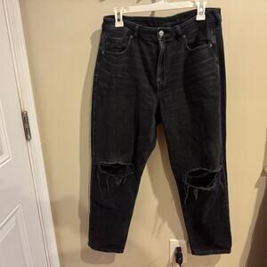American Eagle Women’s Strigid Black Mom Jeans Size 10 Short